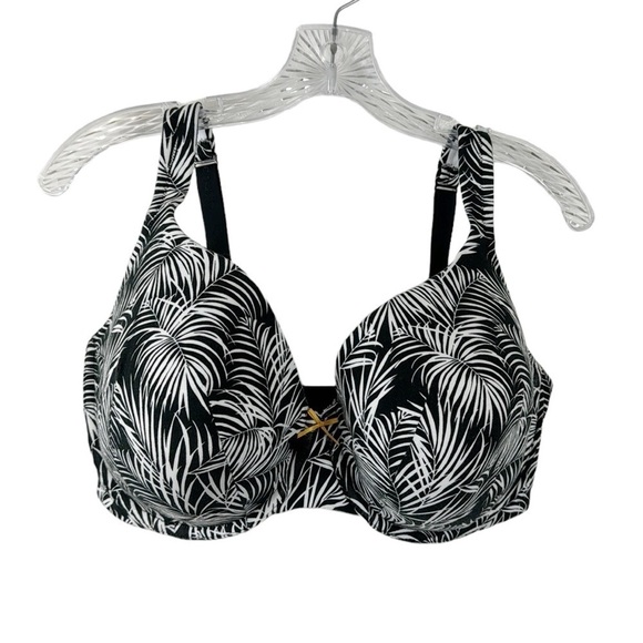 Cacique Lightly Lined Full Coverage Underwire Bra Women's 40F Zebra Palm EUC - Picture 1 of 11